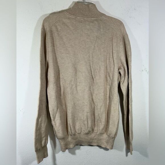 Polo Ralph Lauren mens pullover sweater brown large Pima cotton 1/4 zip pony tan - Picture 6 of 11
